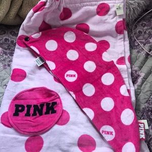 Pink towel wrap and hair wrap